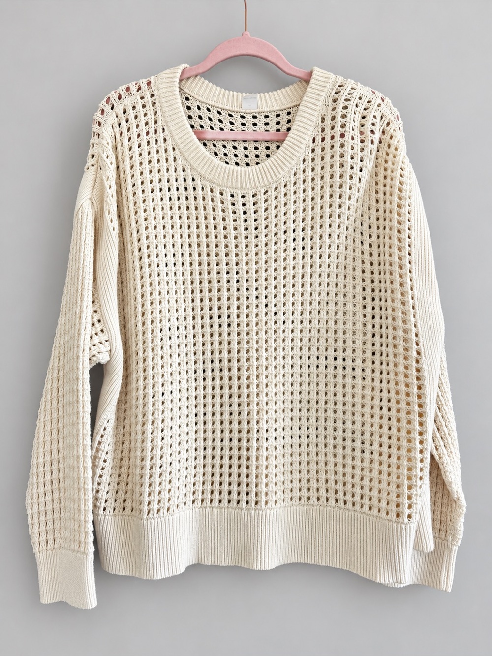 Old Navy Cream Open-Knit Cotton Sweater – Women’s 2X